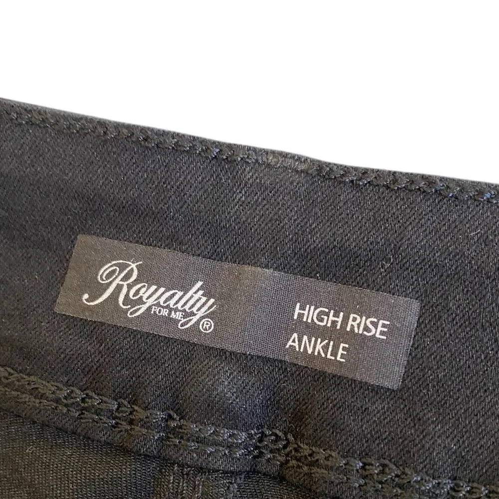 Royalty For Me Women's High Rise Ankle Skinny Jeans Size 20W Black Cuffed Hem